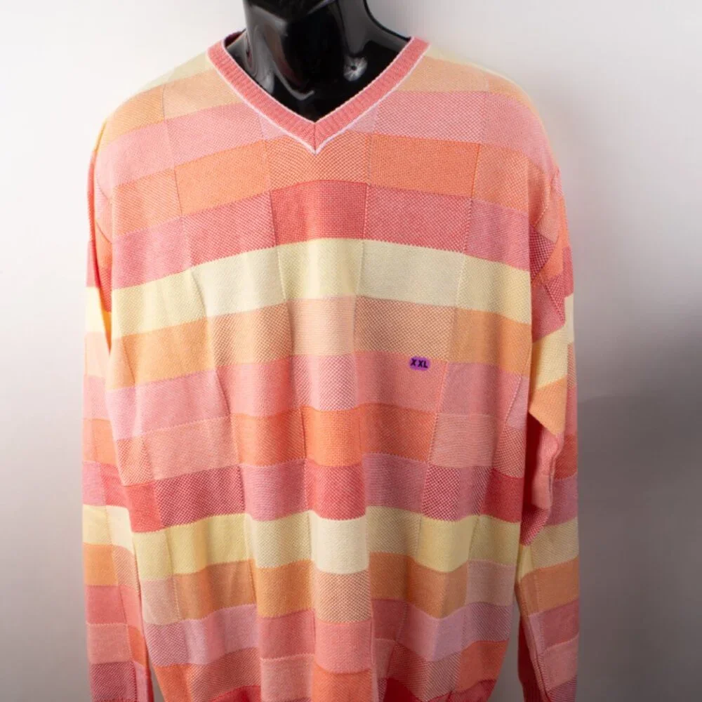 Vintage Marcello Men's 2XL Sweater Pink Peach Cotton Blend NWT $295